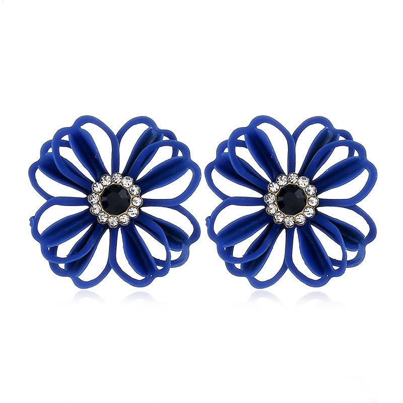 Flores de metal al por mayor Pendientes de diamantes